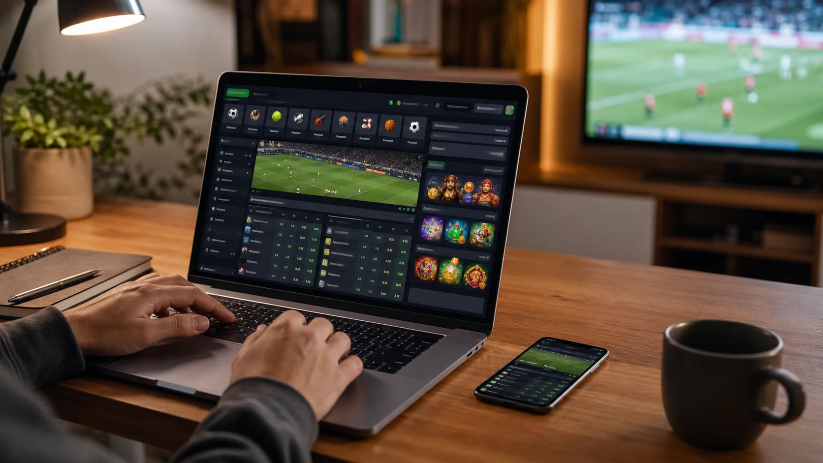 Plataforma aviator em notebook e celular com apostas esportivas e cassino online